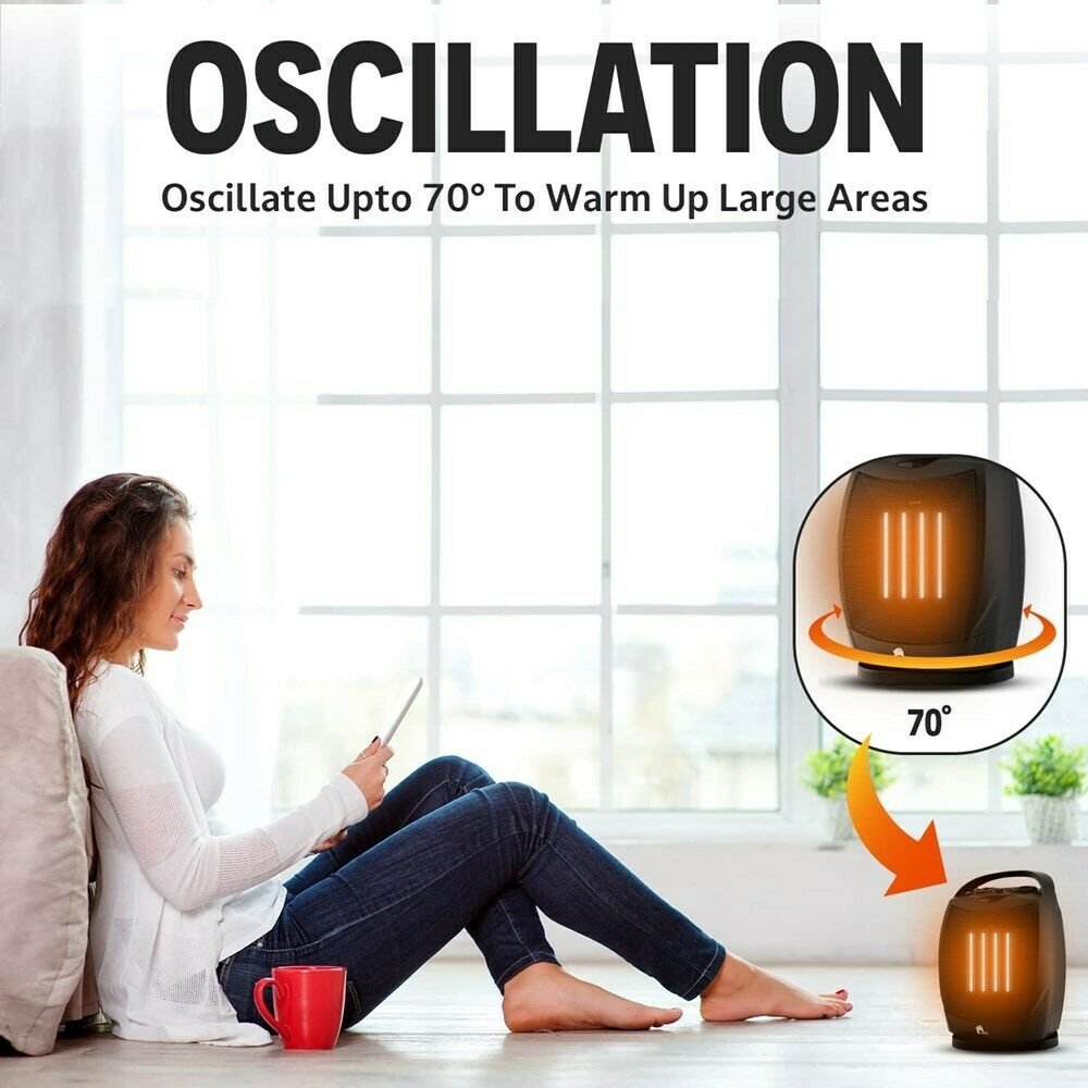 Portable Electric Space Heater Quiet Oscillating Heater Fan Thermostat