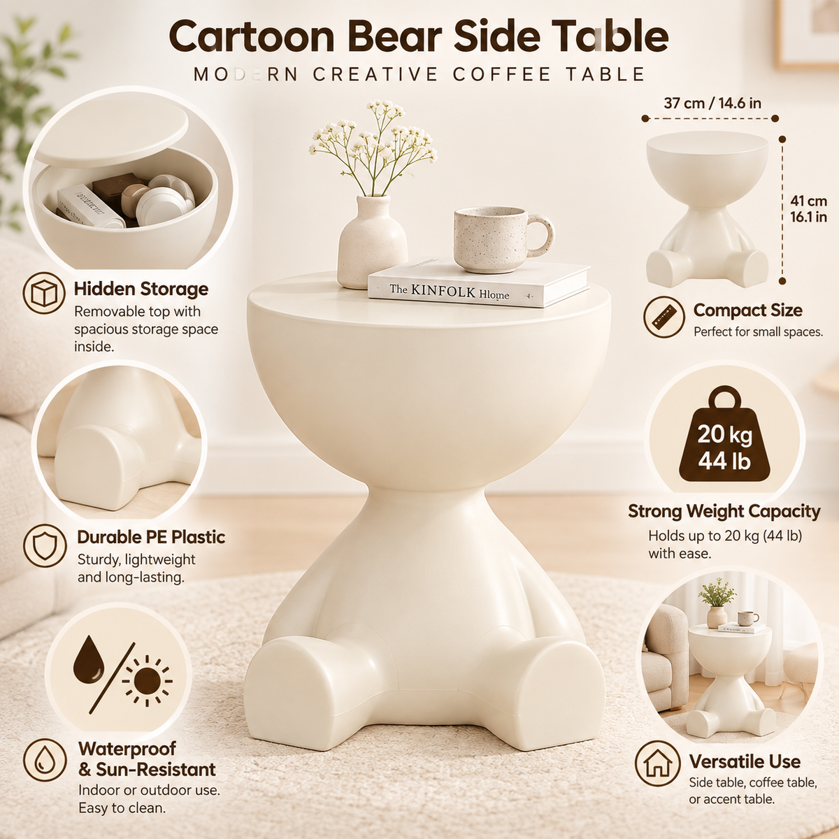 Cartoon Bear Side Table | Modern Creative Coffee Table