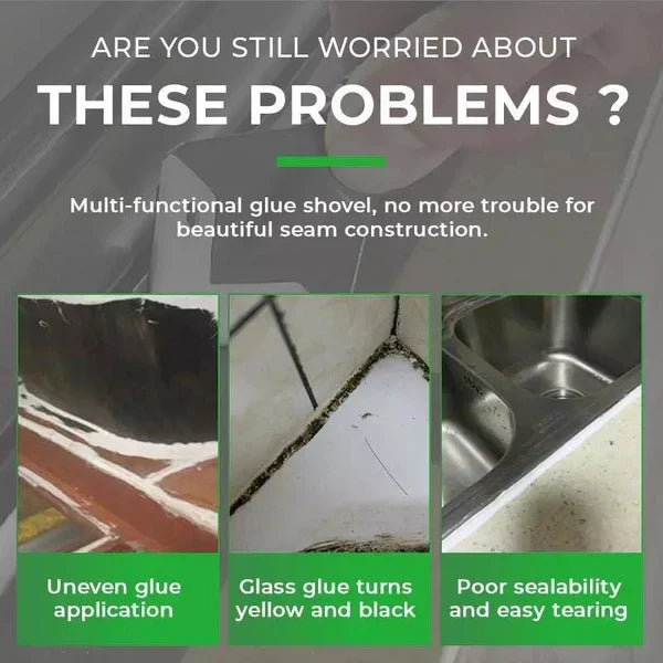 Stainless Steel Caulk Remover with Adjustable Rubber Blade and Soft Grip Handle