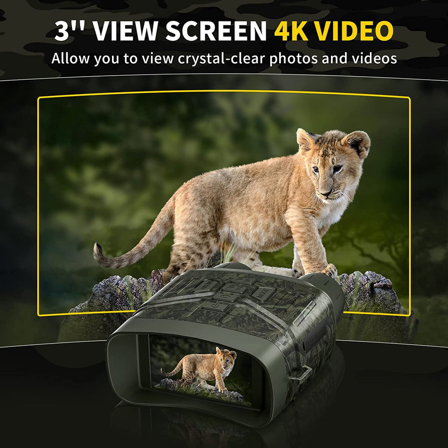 Night Vision Binoculars 4K HD, 5x Zoom, 3-Inch Display