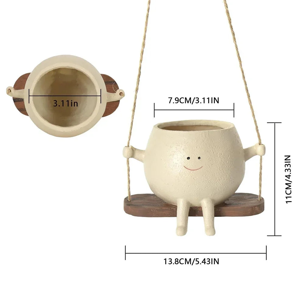 Hanging Planter with Weather-Resistant Resin and Integrated Hanger, for Small Succulents