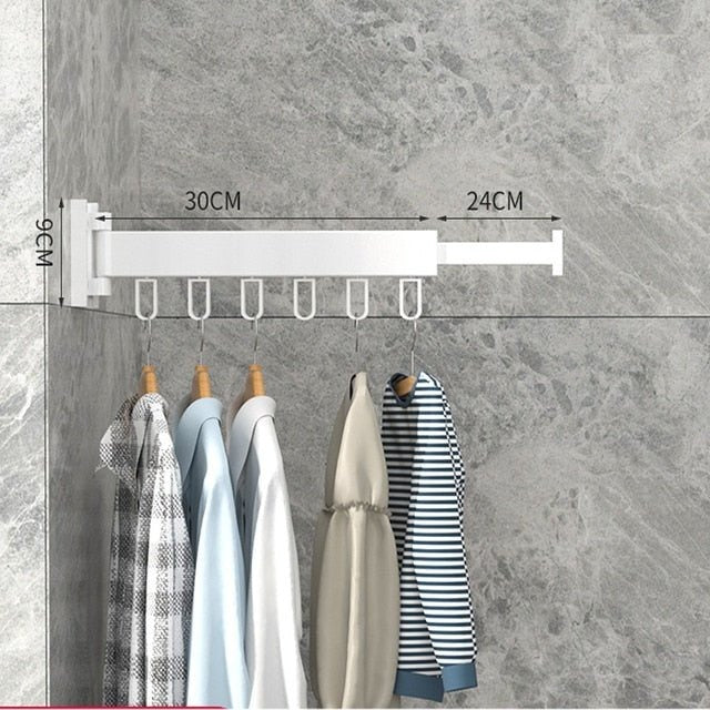 Retractable Cloth Drying Rack, Folding Clothes Hanger, Wall Mount
