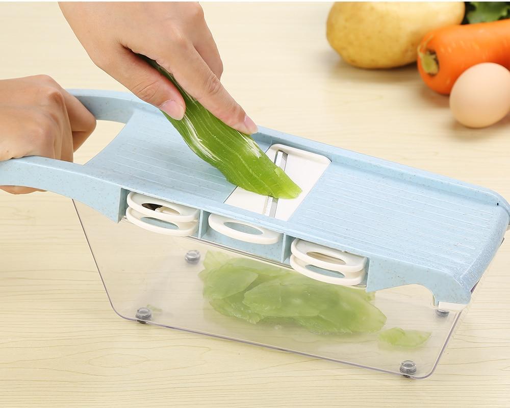 Mandoline Slicer with 6 Interchangeable Blades and Protective Hand Holder, Storage Case
