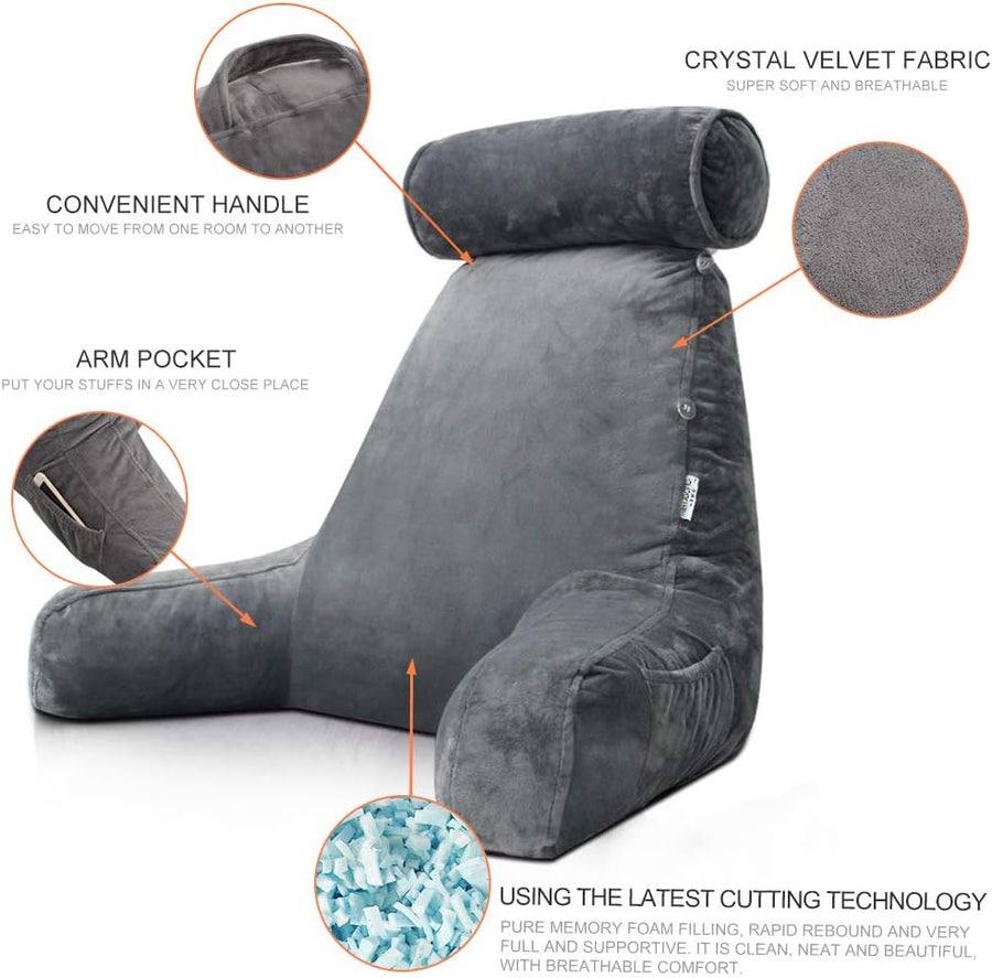 Deluxe Reading Bed Pillow with Arms