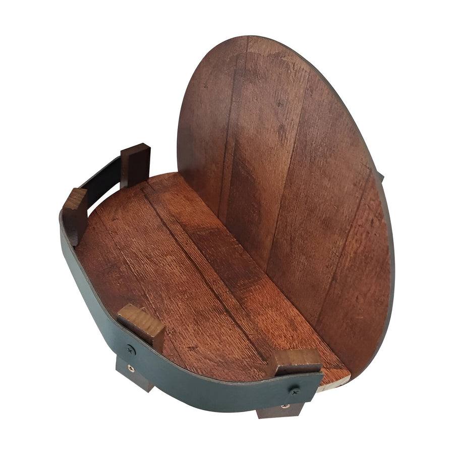 Bourbon Whiskey Barrel Shelf for Home Bars, Rustic Oak Display