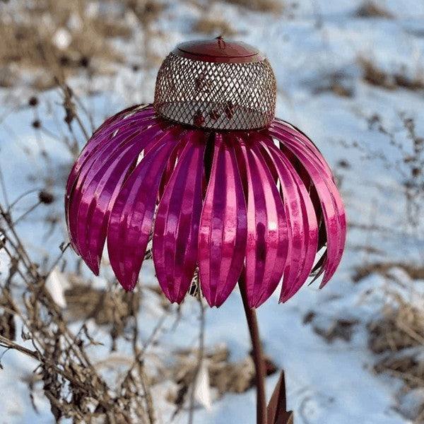 Coneflower Bird Feeder Metal Garden Decor