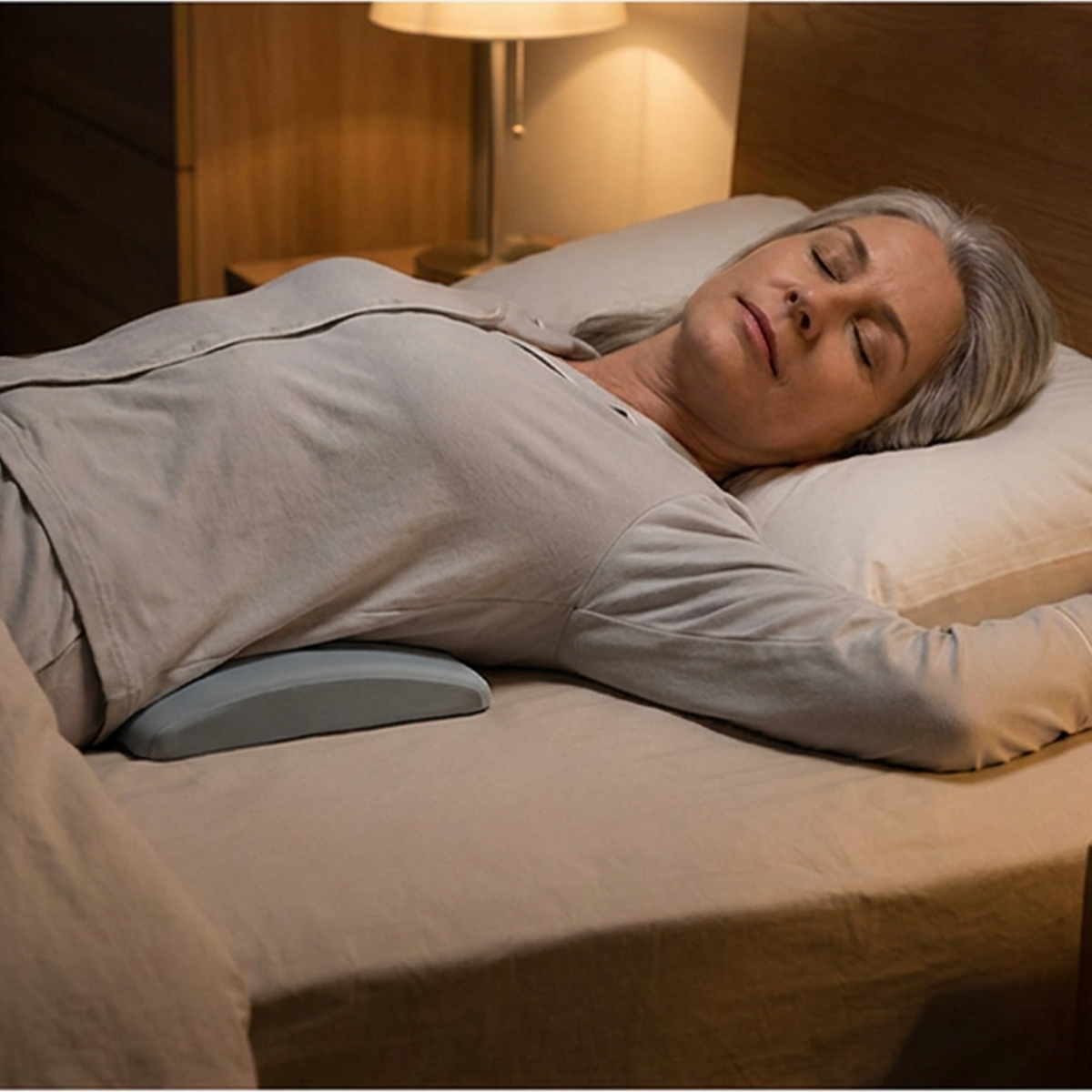Lower Back Support Pillow with Memory Foam and Tapered Edge, 23.6 inches Wide