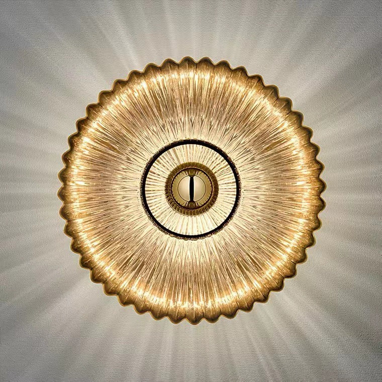 Nordic Vintage Glass Wall Sconce | Striped Round Disc Light