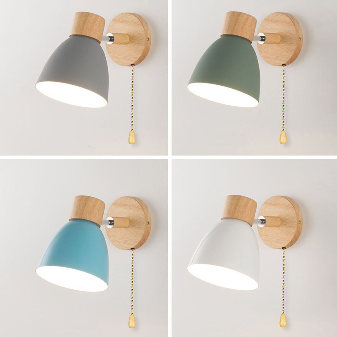 Modern Minimalist Wall Sconce | Wood & Iron Macaron Lamp