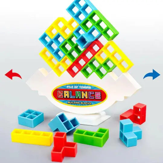Magnetic Stacking Toy with 24 Interlocking Geometric Blocks and Base, Fine Motor Skill Game
