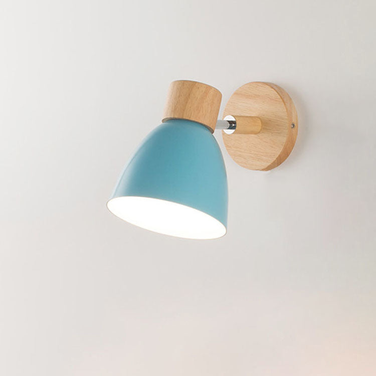 Modern Minimalist Wall Sconce | Wood & Iron Macaron Lamp
