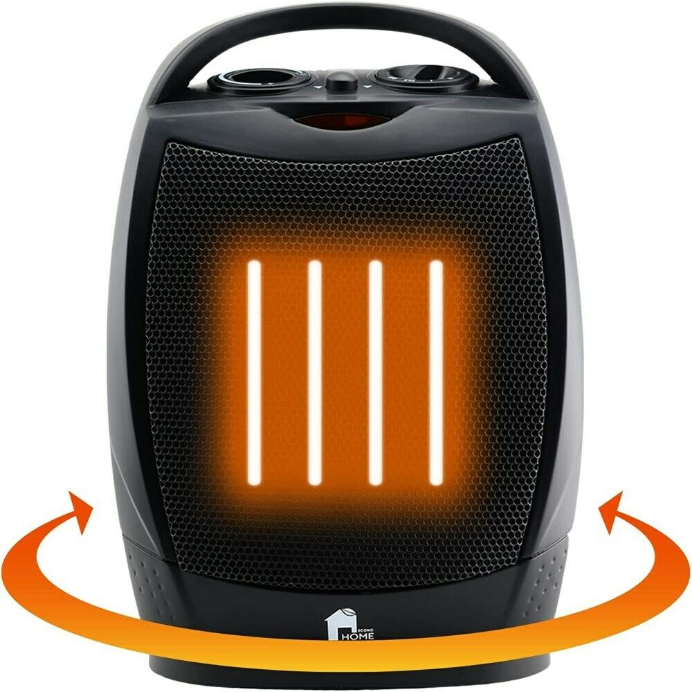 Portable Electric Space Heater Quiet Oscillating Heater Fan Thermostat