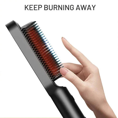 Heated Hair Styling Comb with Ion Frizz Control and Adjustable Heat, Travel Pouch