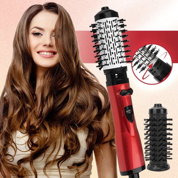 Hot Air Brush with Dual Rotating Interchangeable Heads and 3 Heat Settings, Ionic Finish