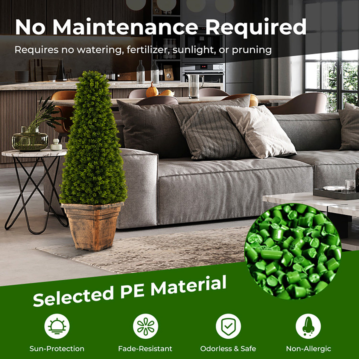 3' Artificial Boxwood Topiary Tree with Cement Flowerpot