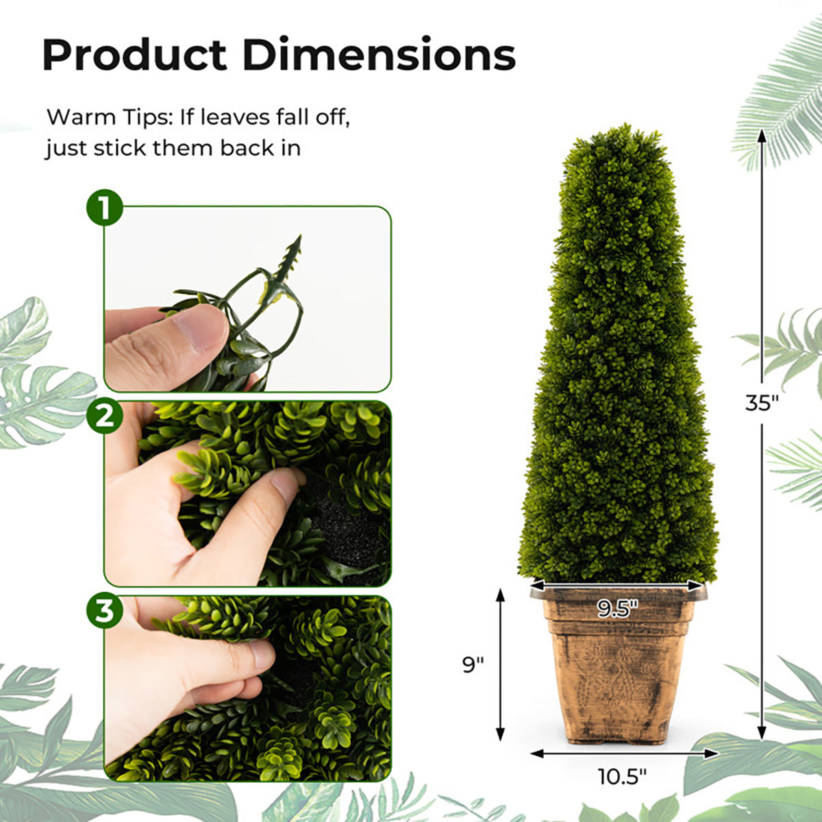 3' Artificial Boxwood Topiary Tree with Cement Flowerpot