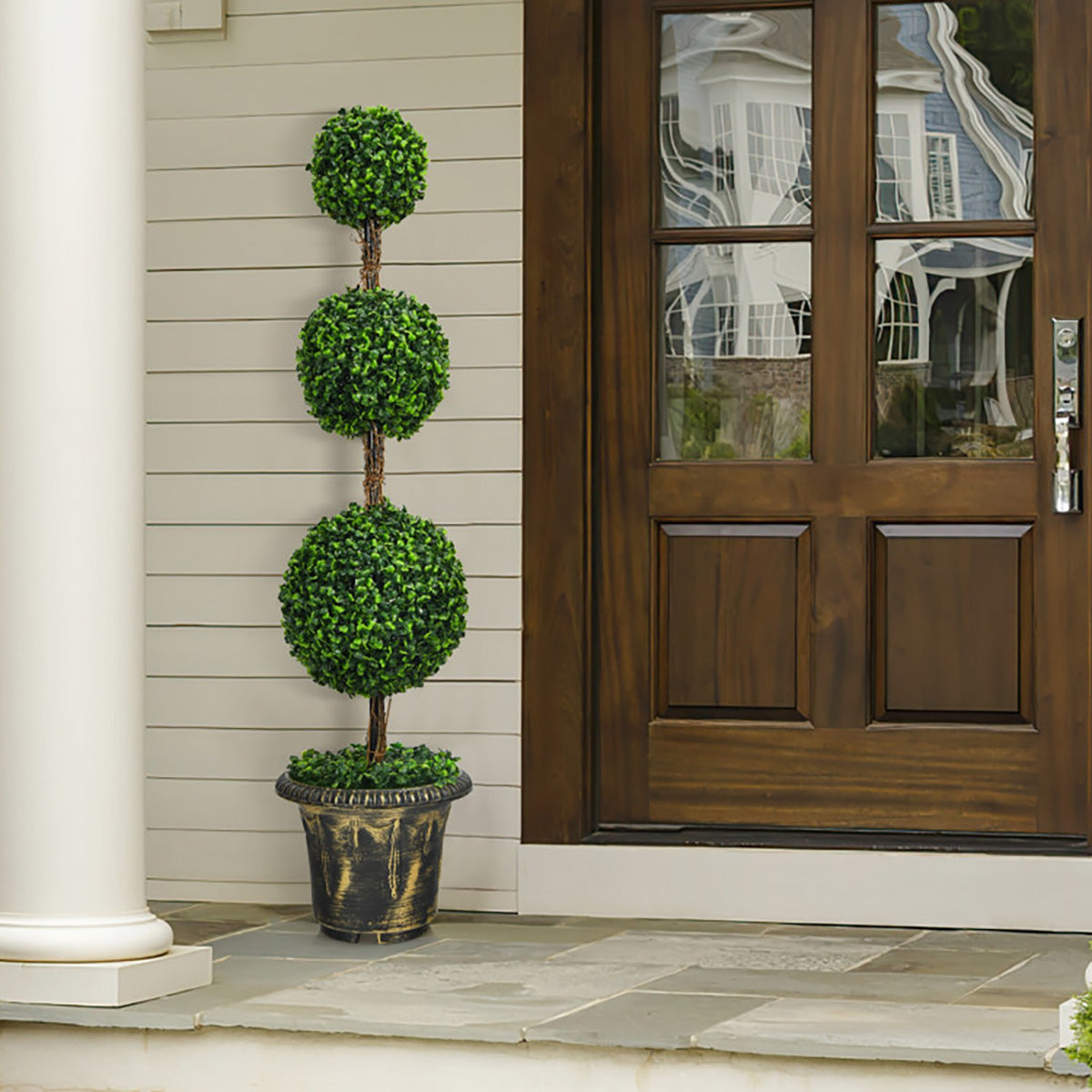 4' Artificial Topiary Triple Ball Tree