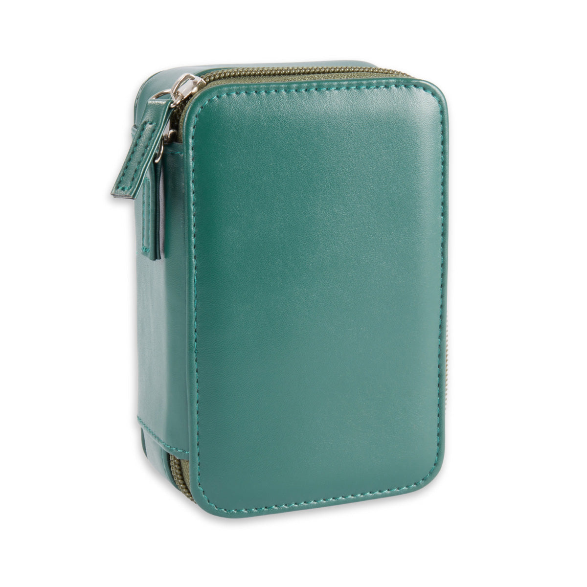 9 Pc. Green Leather Travel Golf Set with Zipper Closure