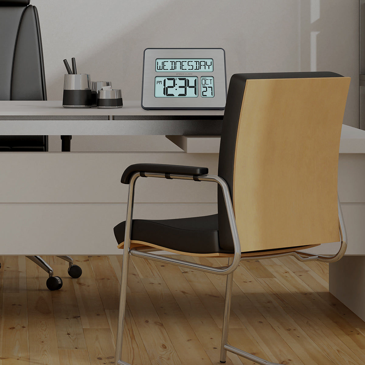 Atomic Digital Wall Clock w/White Backlight