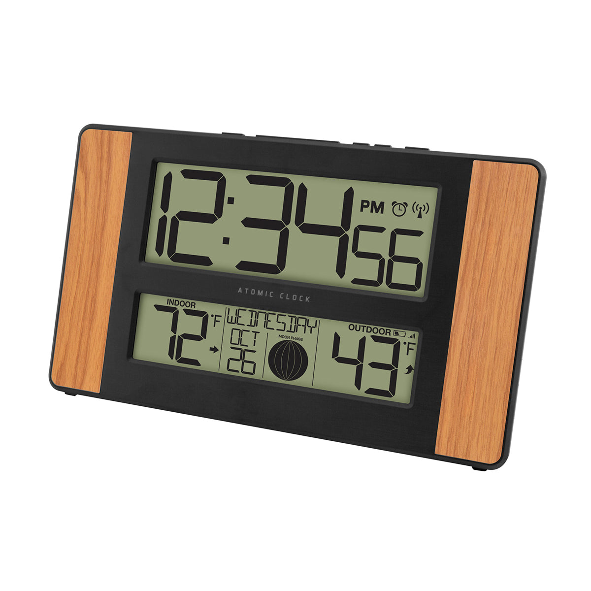 Atomic Digital Wall Clock with Temperature and Moon Phase