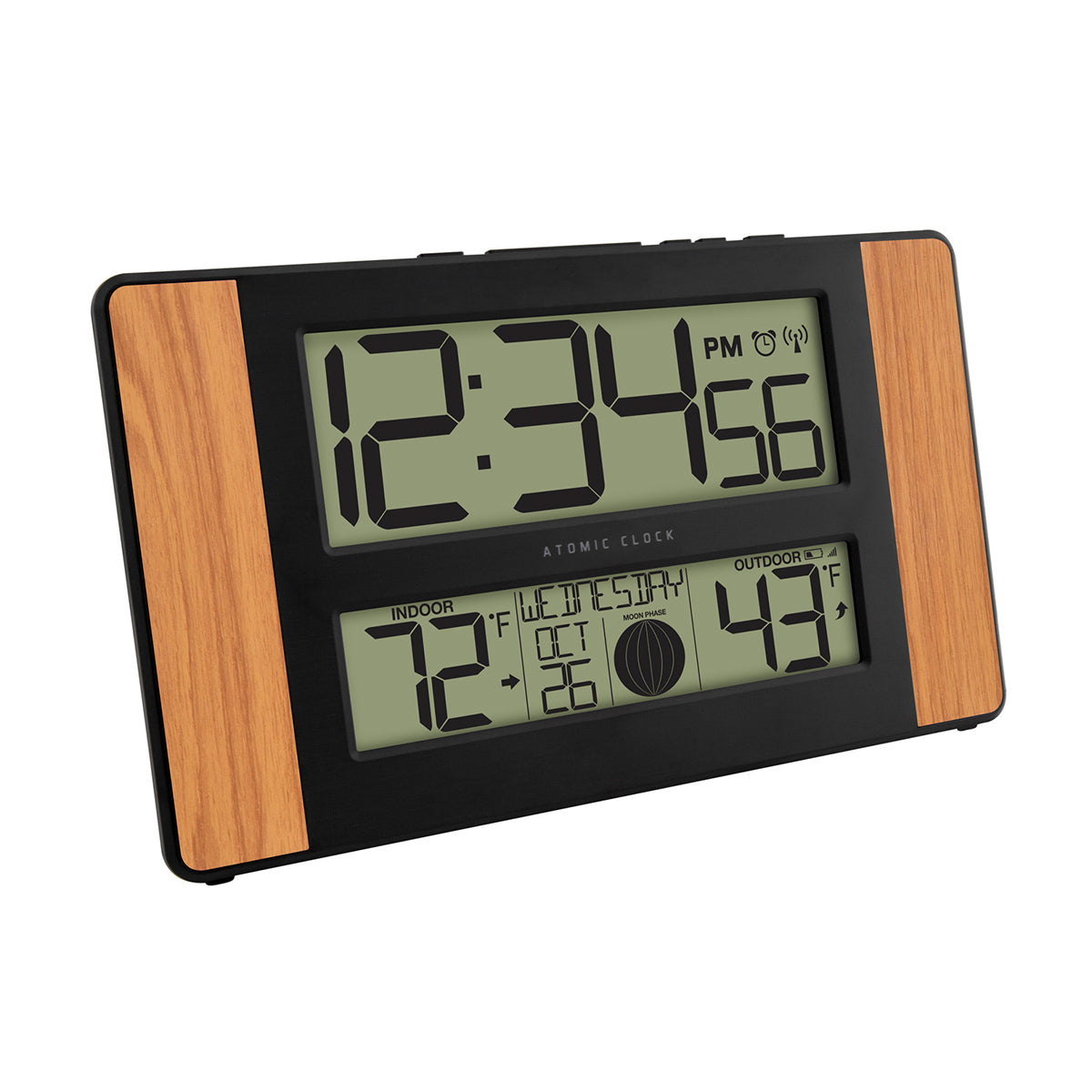 Atomic Digital Wall Clock with Temperature and Moon Phase