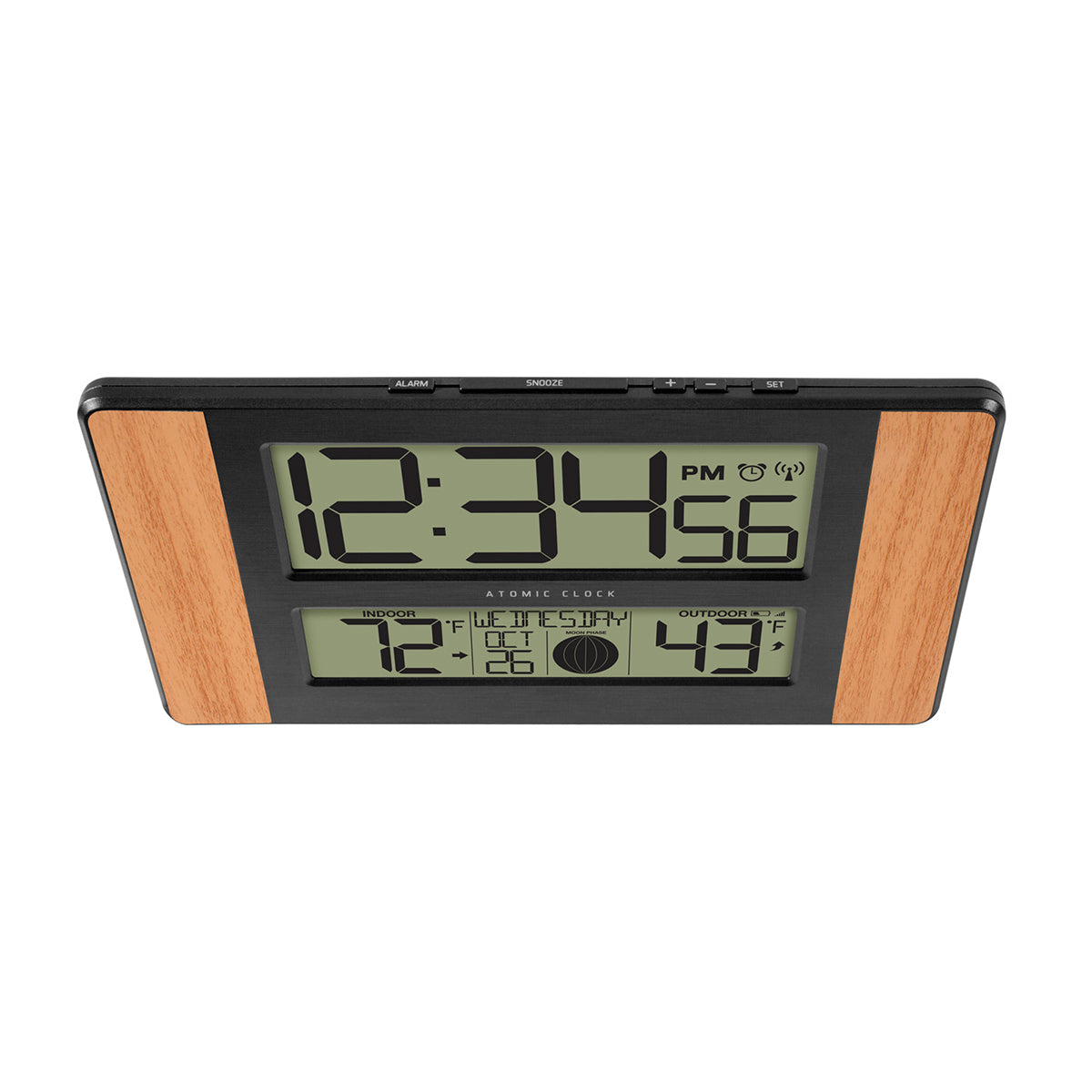 Atomic Digital Wall Clock with Temperature and Moon Phase