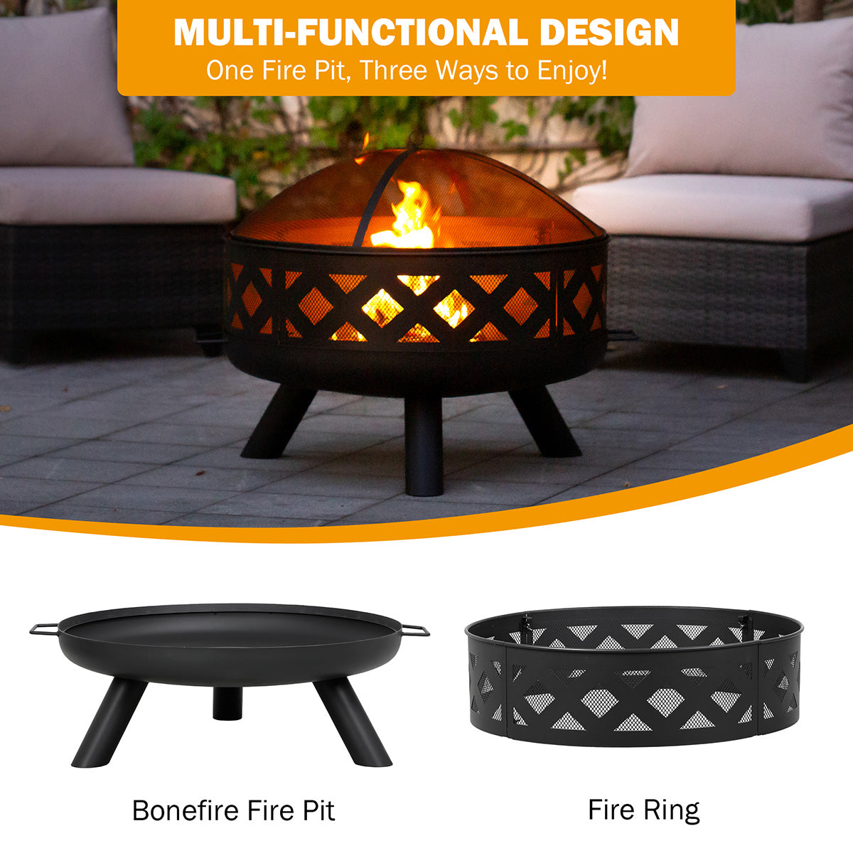 Triple Function Outdoor Fire Pit