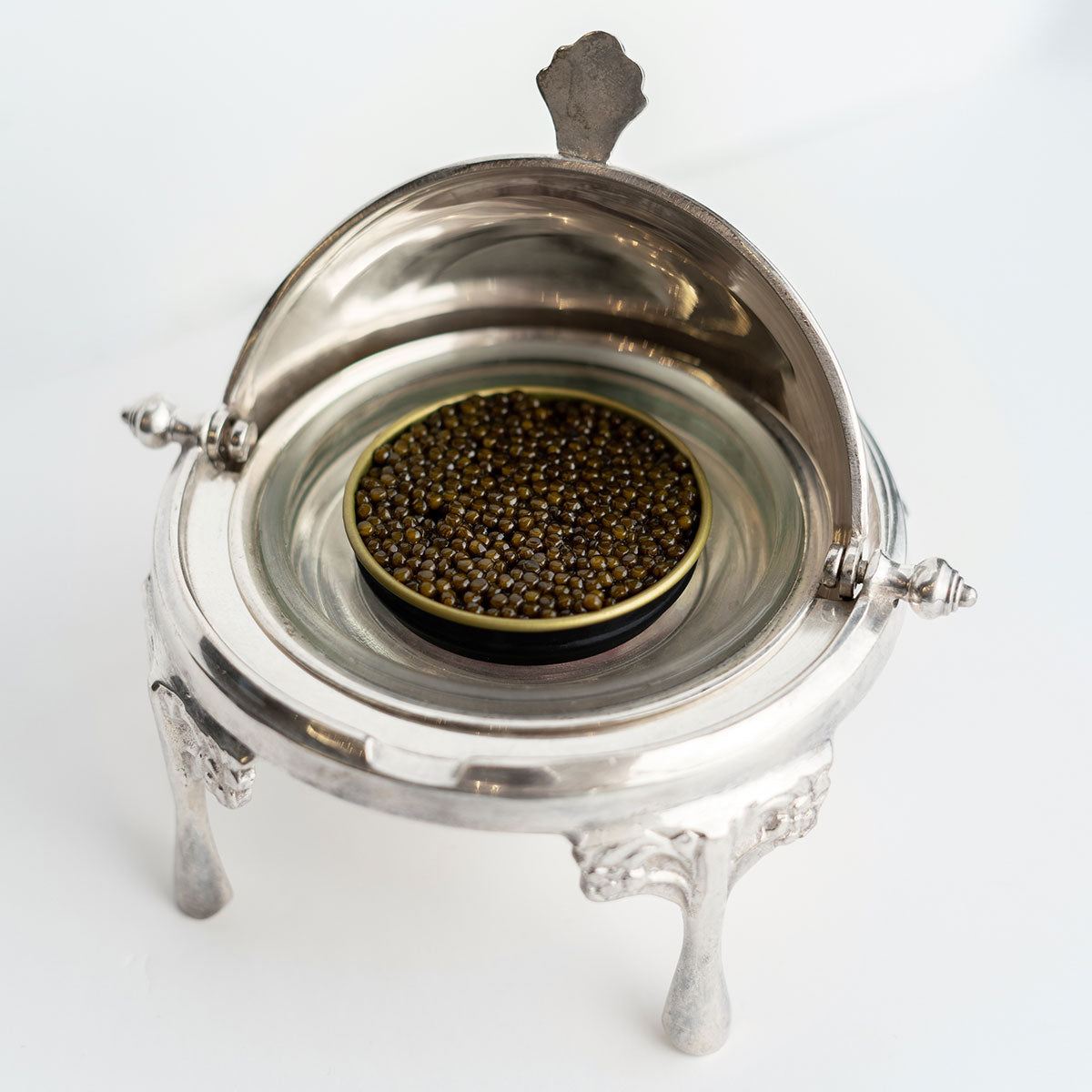 Silver Roll Top Caviar Server