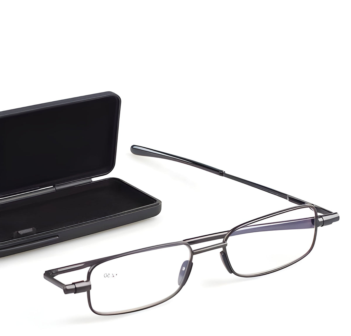 Folding Reading Glasses with 90° Spring Hinge and Stainless Steel Frame, Ultra Compact