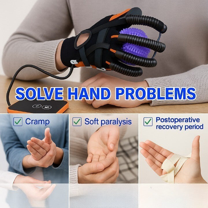 Hand Therapy Trainer Gloves with Adjustable Air Assist and Rechargeable Pump, 5 Levels