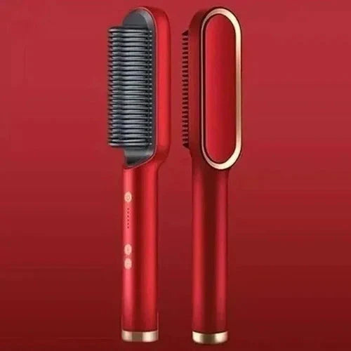Heated Hair Styling Comb with Ion Frizz Control and Adjustable Heat, Travel Pouch