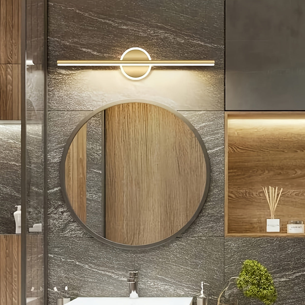 Luxe LED Mirror Wall Light | Minimalist Black & Gold Wall Lamp