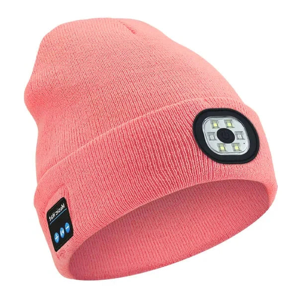 Bluetooth Beanie with Built-In LED Light and Wireless Speakers, Detachable Module