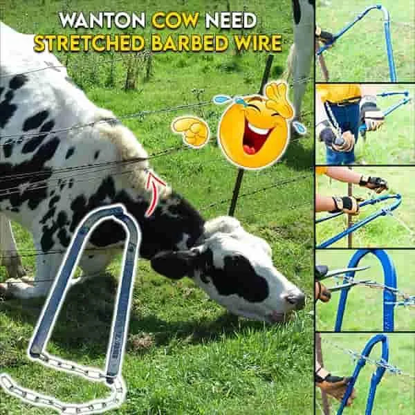 Fence Wire Strainer Tool with Dual Grips and Lever Mechanism, 48cm