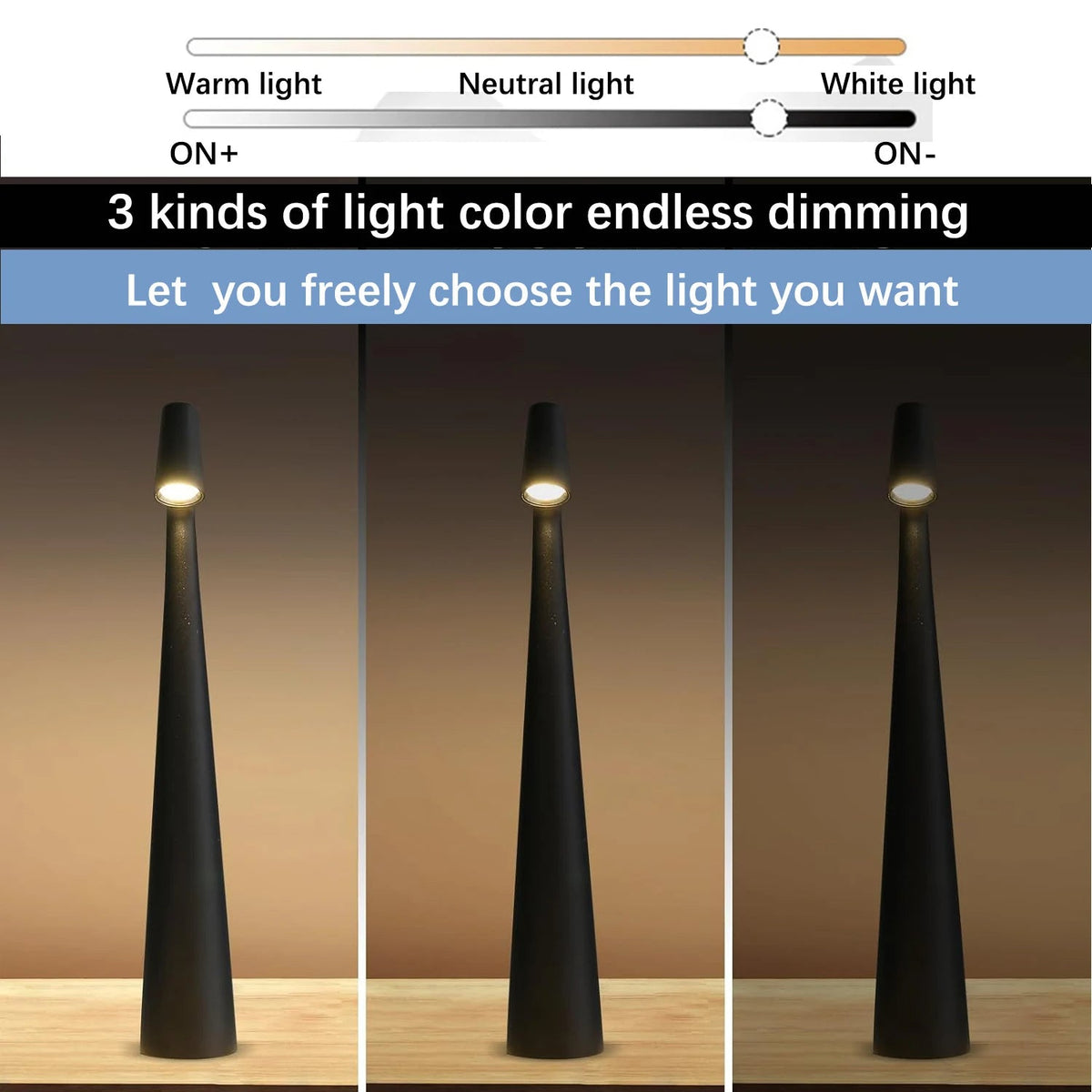 Touch Control Reading Light with Tri-Color Dimming