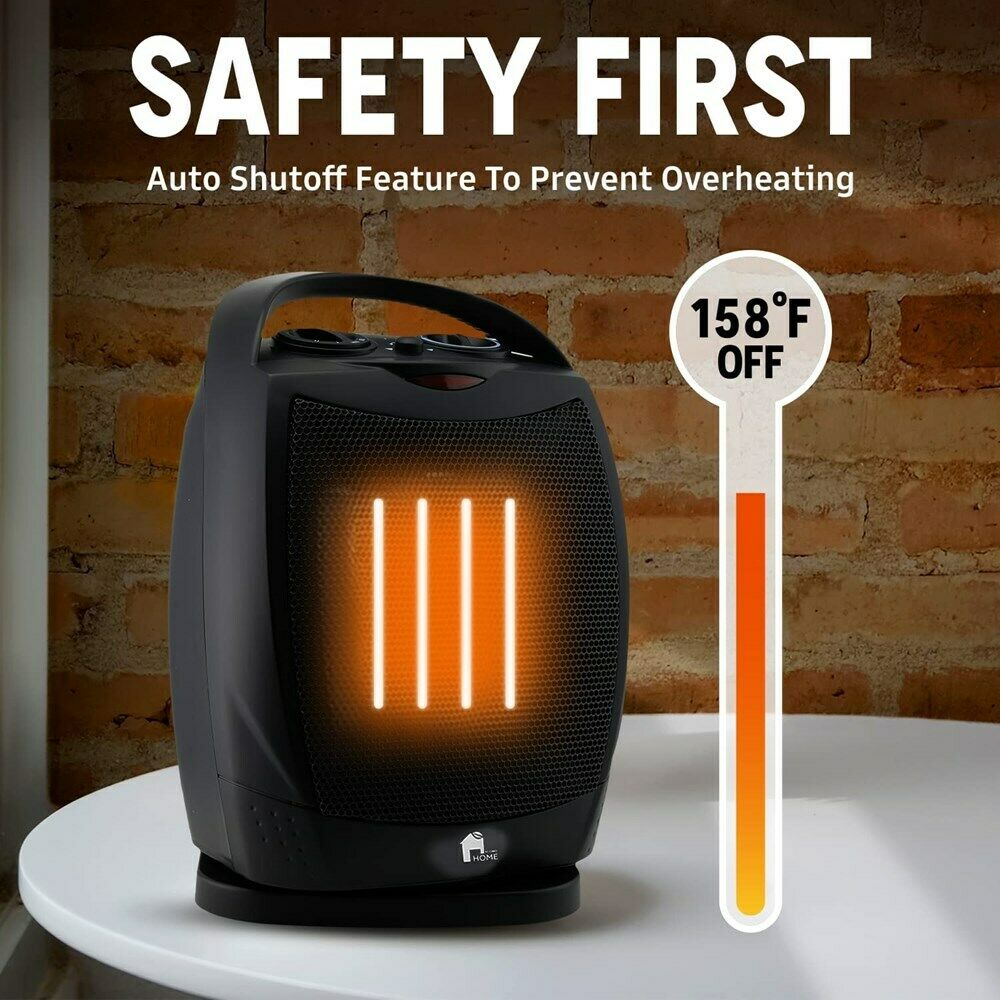 Portable Electric Space Heater Quiet Oscillating Heater Fan Thermostat