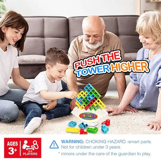 Magnetic Stacking Toy with 24 Interlocking Geometric Blocks and Base, Fine Motor Skill Game