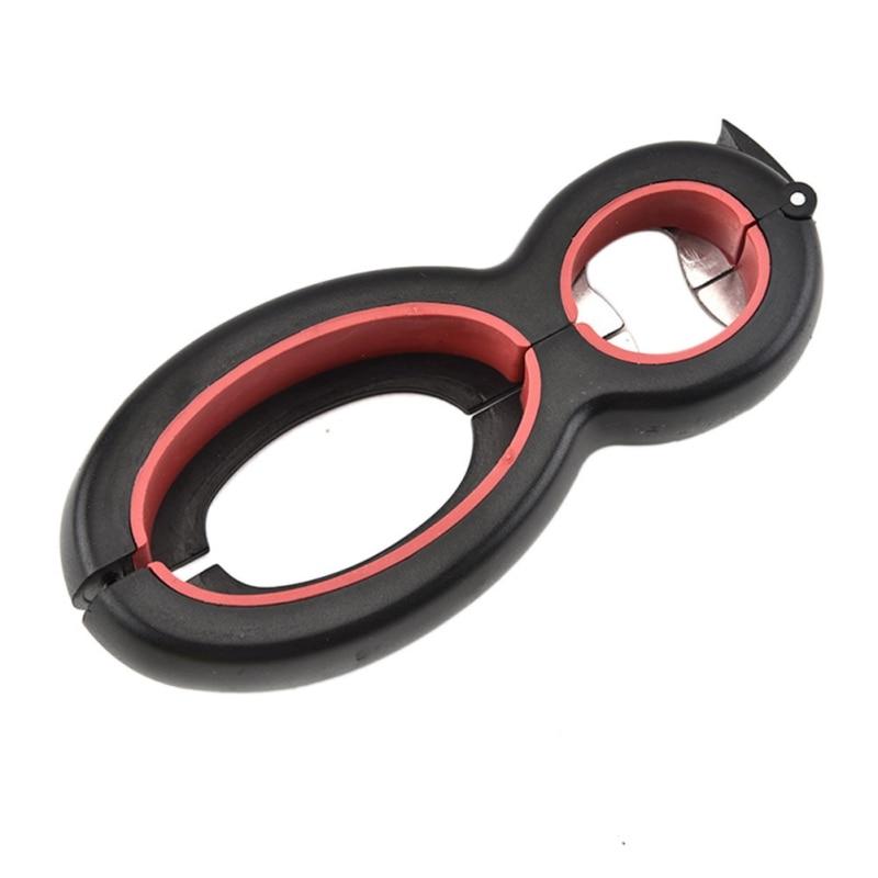Multi Function Jar Opener with Non-Slip Grip and Bottle Cap Opener, Recessed Bag Cutter