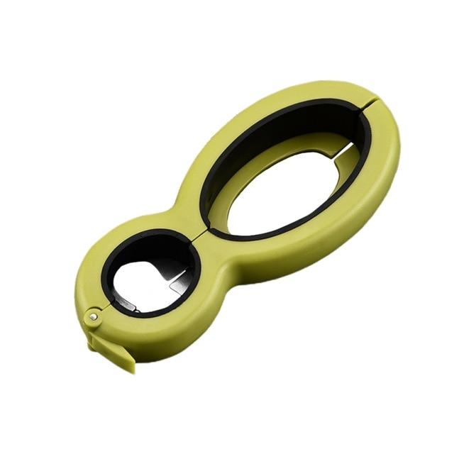 Multi Function Jar Opener with Non-Slip Grip and Bottle Cap Opener, Recessed Bag Cutter
