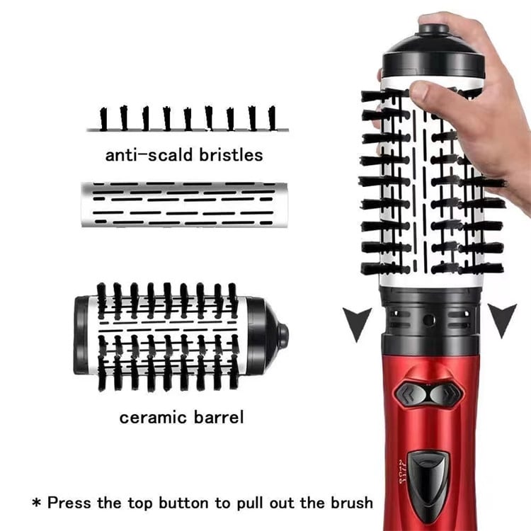 Hot Air Brush with Dual Rotating Interchangeable Heads and 3 Heat Settings, Ionic Finish
