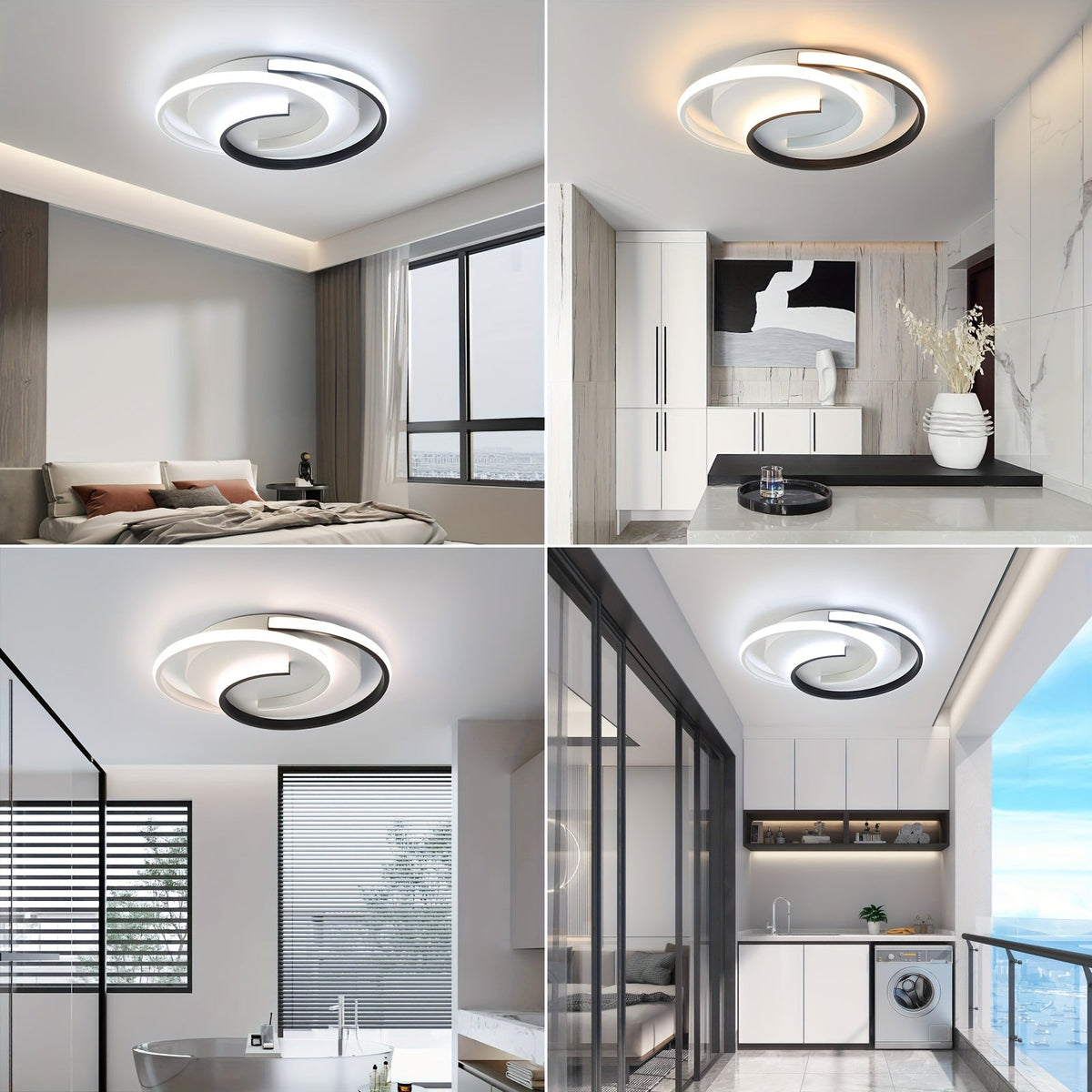 Modern Spiral LED Ceiling Light | Minimalist Round Flush Mount Fixture