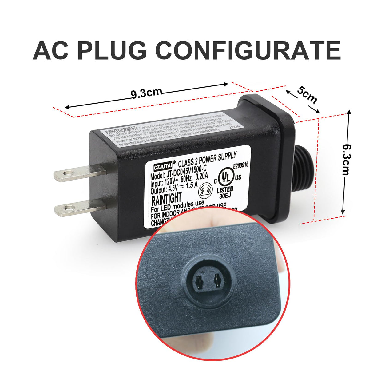 4.5V DC Power Adapter with IP44 Weather Resistance and 1.5A Output for Outdoor Displays