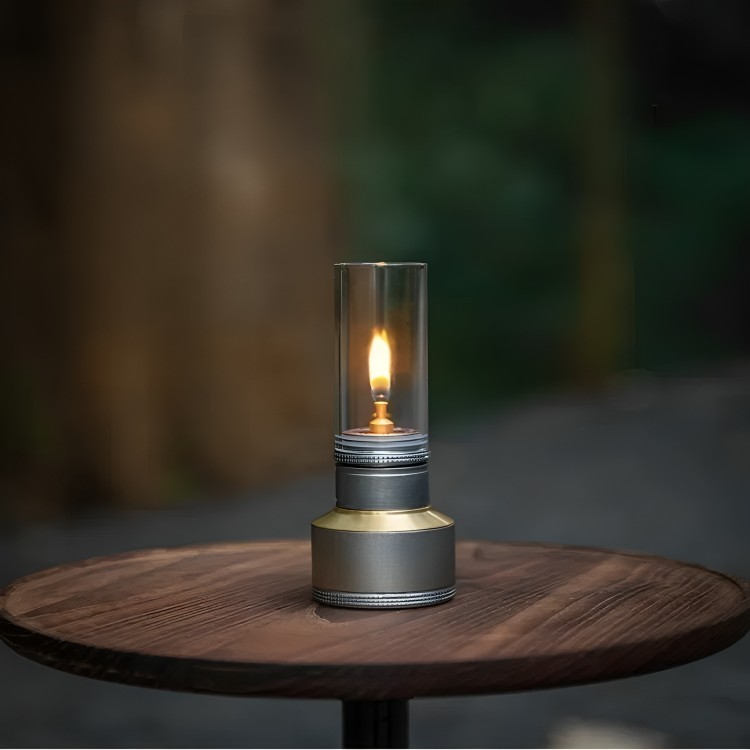 Butane Camping Lamp with Manual Flame Control and Aluminum Alloy Body, Protective Case
