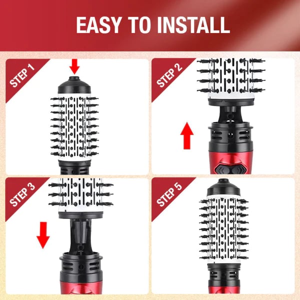 Hot Air Brush with Dual Rotating Interchangeable Heads and 3 Heat Settings, Ionic Finish