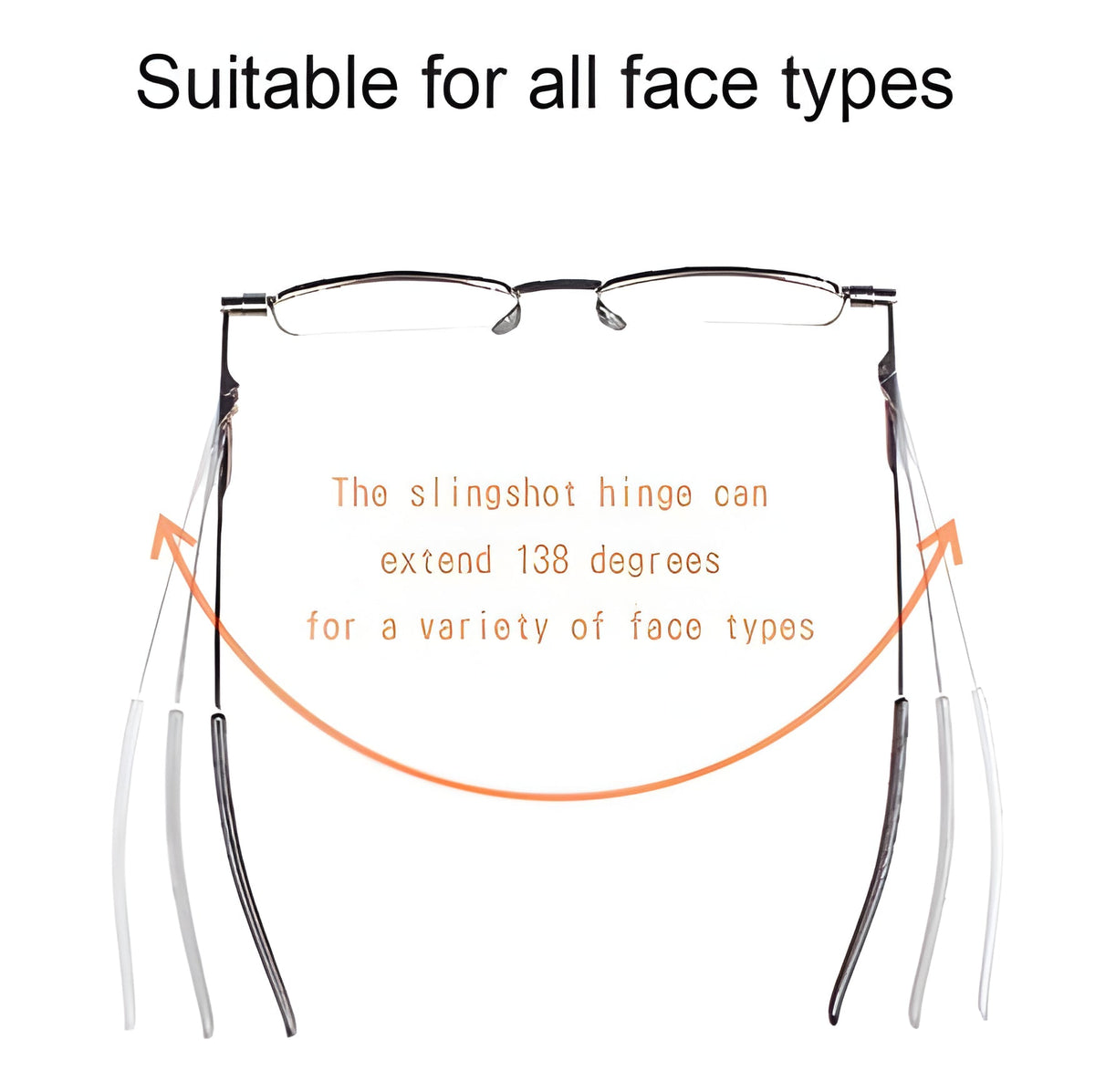 Folding Reading Glasses with 90° Spring Hinge and Stainless Steel Frame, Ultra Compact