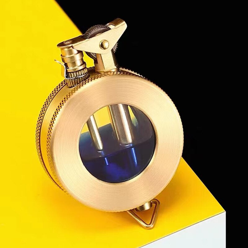 Refillable Kerosene Lighter with Flint Wheel Ignition and Brushed Metal Finish