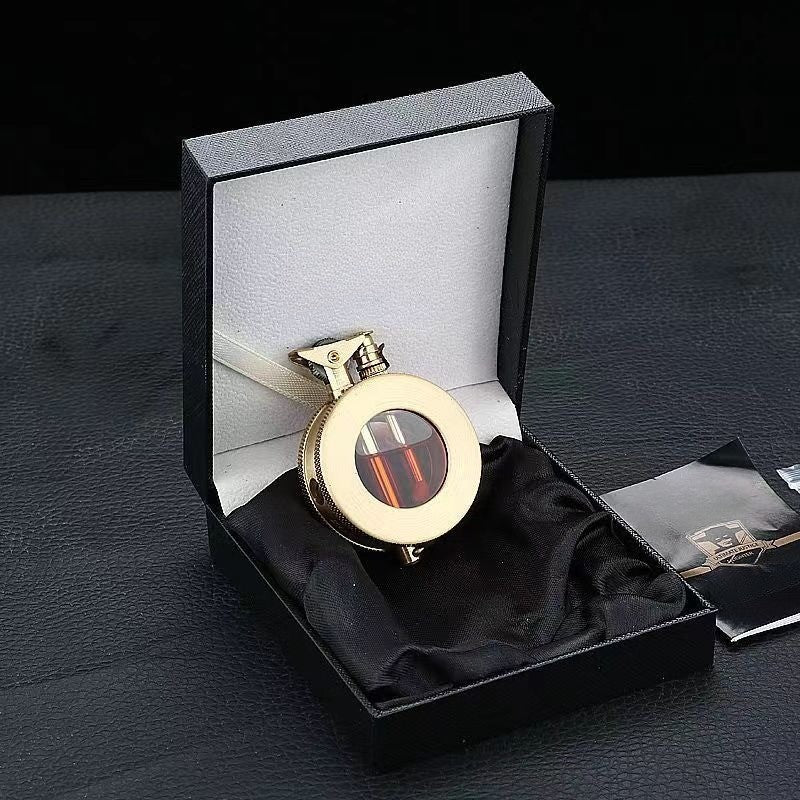 Refillable Kerosene Lighter with Flint Wheel Ignition and Brushed Metal Finish
