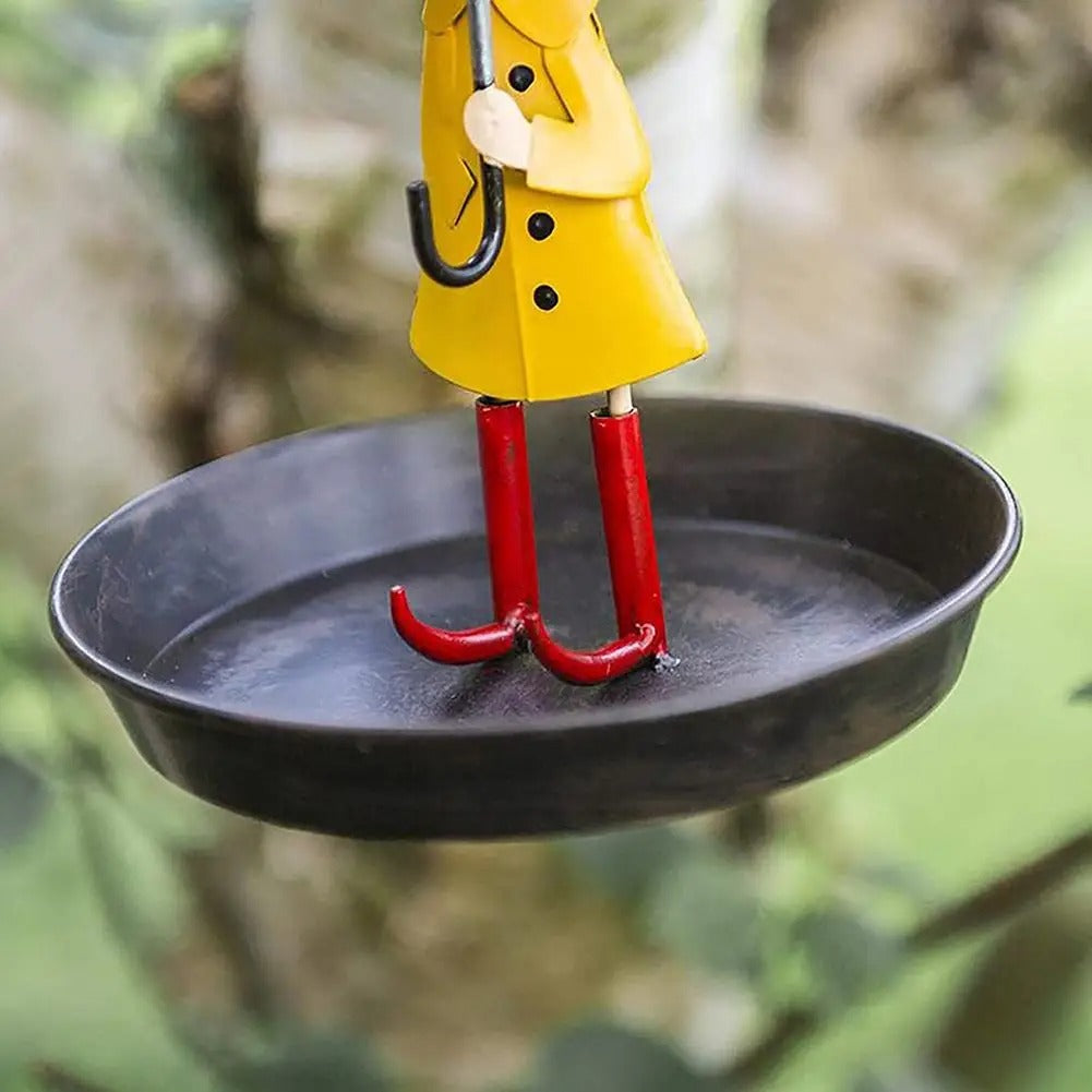 Decorative Bird Feeder with Raincoat Design and Large Access Opening, Hanging Chain
