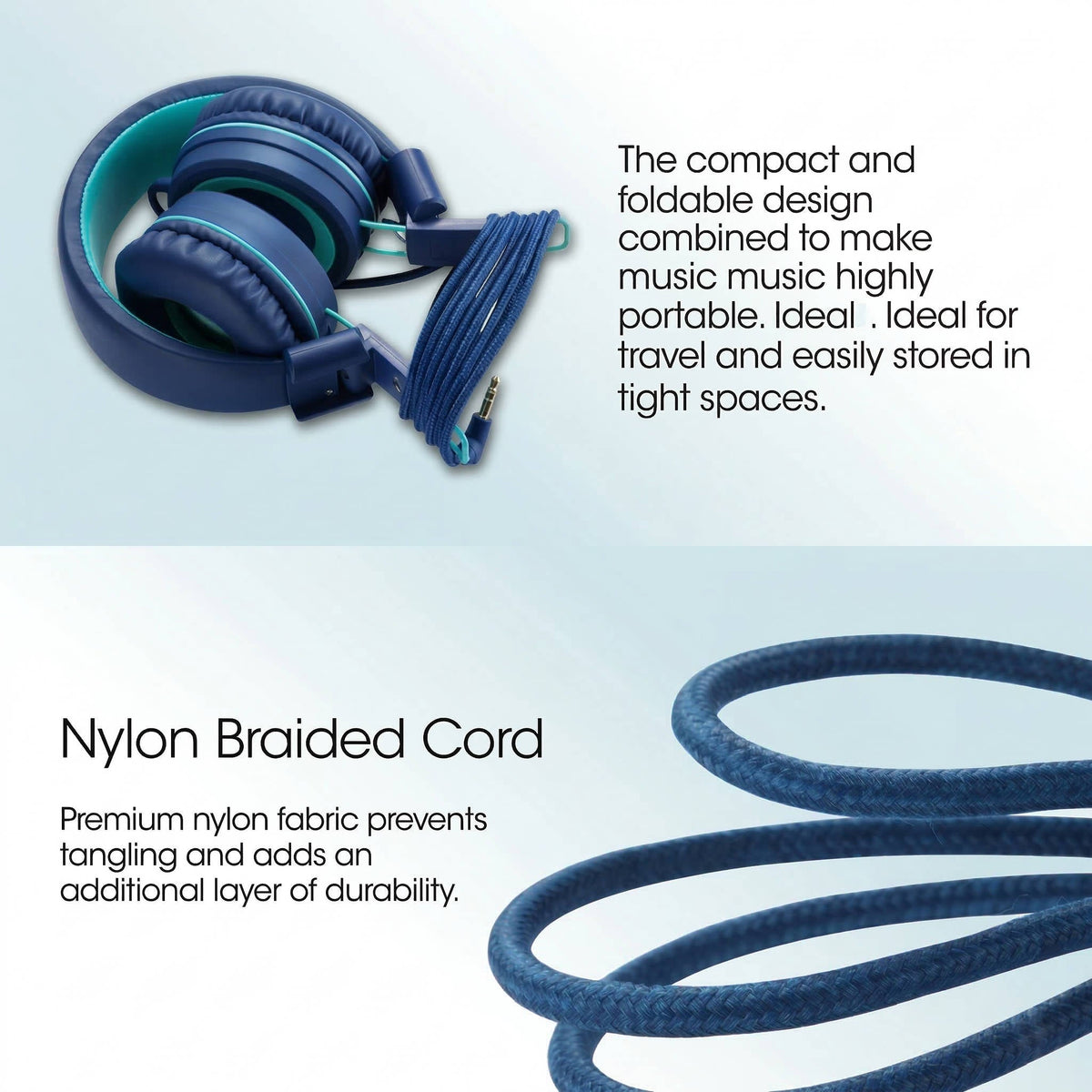 Foldable Kids On Ear Headphones for Children, Teens, Boys & Girls, Compatible with Smartphones, Tablets, School, Kindle & Airplane Travel
