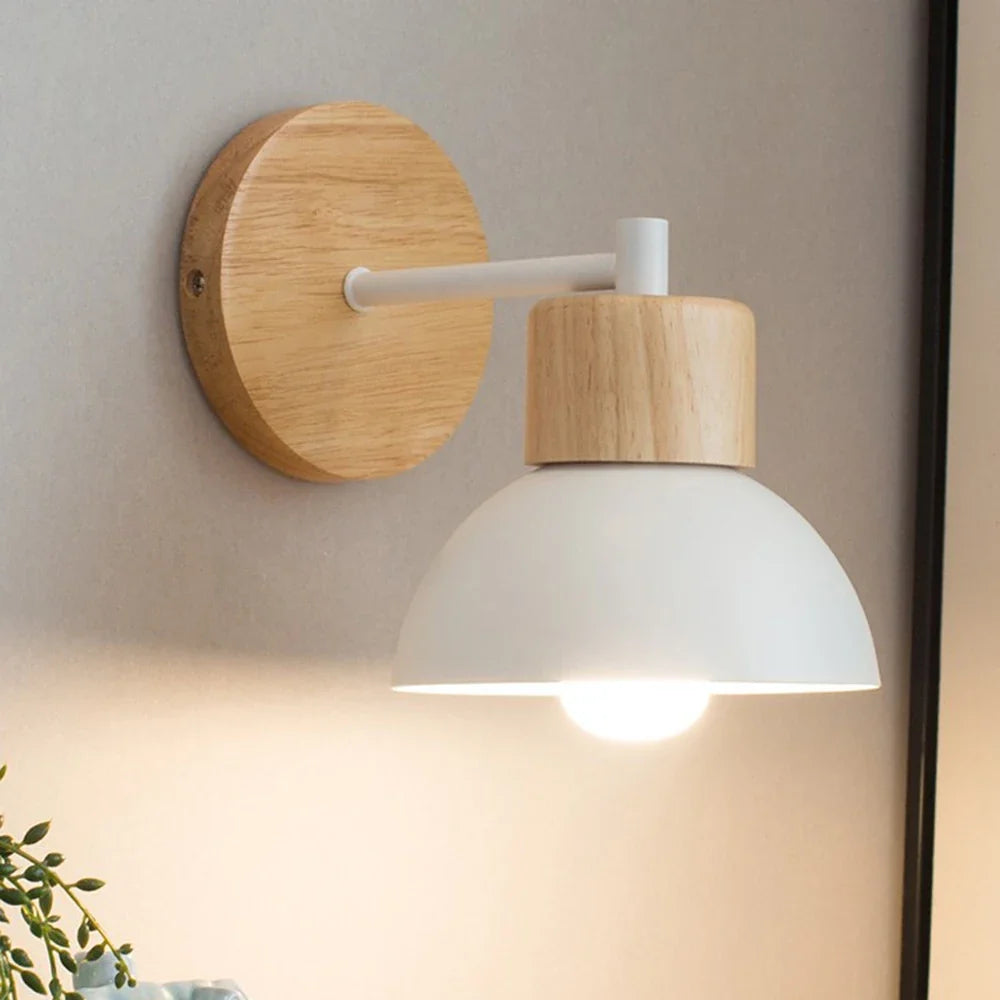 Wood & Metal Wall Lamp | Modern Nordic Bedside Light